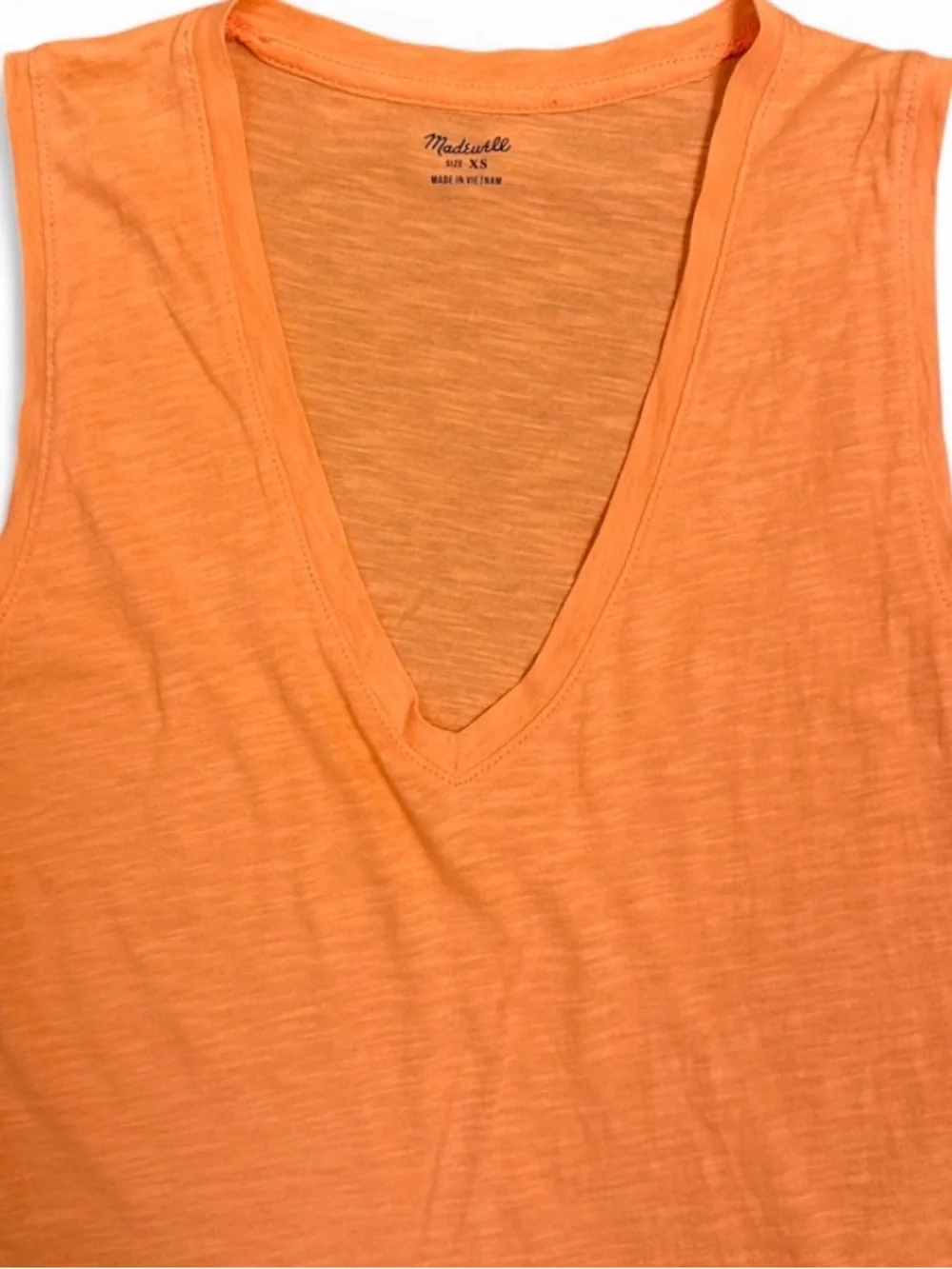 Madewell Orange V-Neck Tank Top XS - Picture 3 of 3